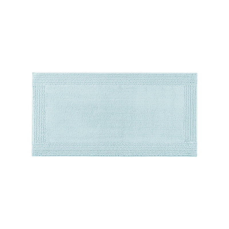 Splendor Blue 100% Cotton Tufted 3000 GSM Reversible 24x44'' Bath Rug, Blue, 24" W x 44" L