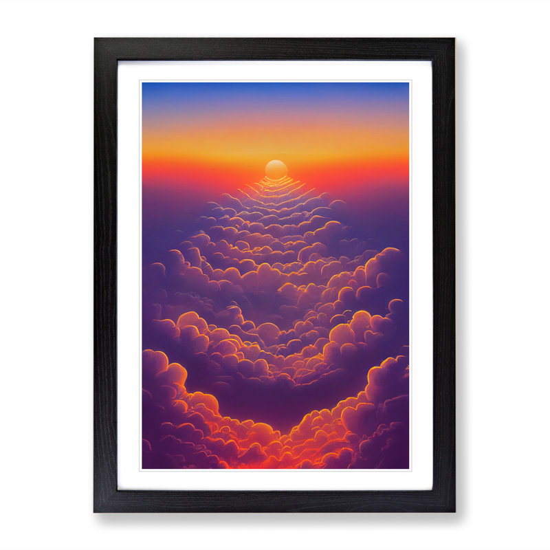 Cloudy Sunset No.1 - Single Picture Frame Print, 64cm H x 46cm W x 2cm D, Black