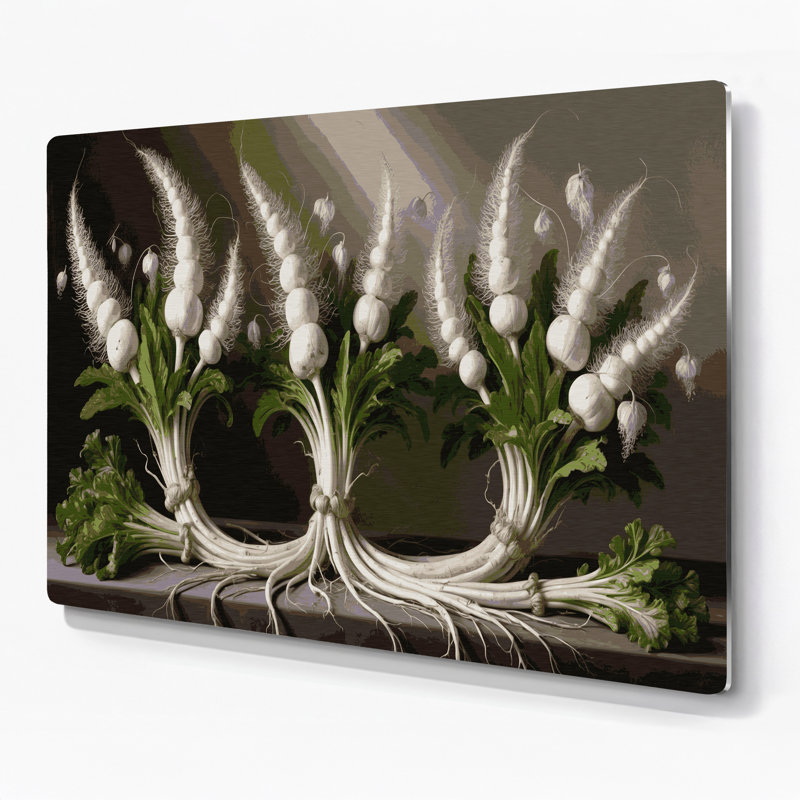 Art mural en métal légumes salsifis brun, H 16 po x l 20 po