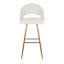 Tabouret de bar à hauteur fixe avec structure en métal doré, siège en tissu crème, repose-pieds carré et base stable - ensemble de 2 pour le bar ou la cuisine.-1626097343-1626097340