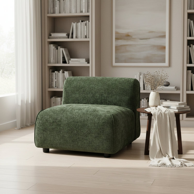 Chaise d'appoint rembourrée Modern, Vert