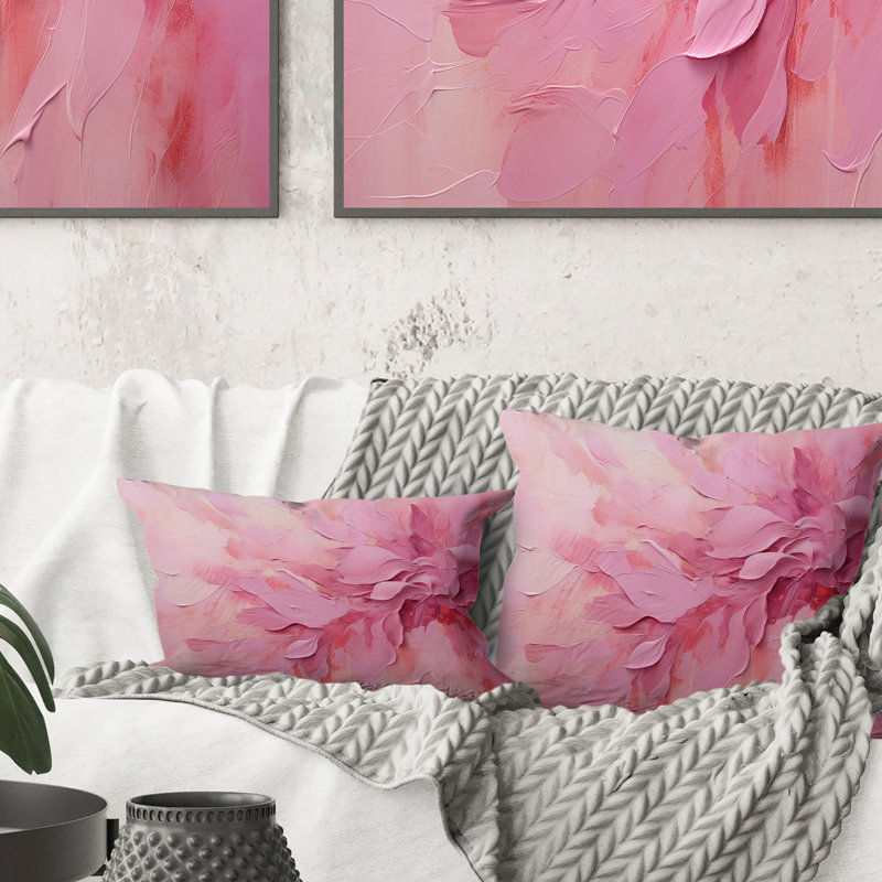 Gold And Pink Minimal Abstract River - Fuchsia Printed Throw Pillow