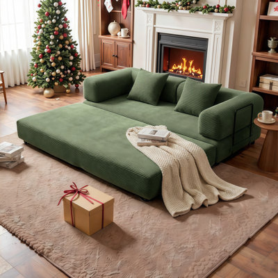 Stylish Convertible Sofa Bed: Space-Saving Futon with Removable Pillows, Ideal for Small Spaces & Modern Living