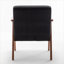 Fauteuil à oreilles 1 place Mid-Century moderne avec structure en bois massif, revêtement en velours noir foncé