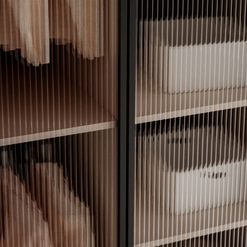 Manufactured Wood Wardrobe, Sandy Beige/Fluted Glass