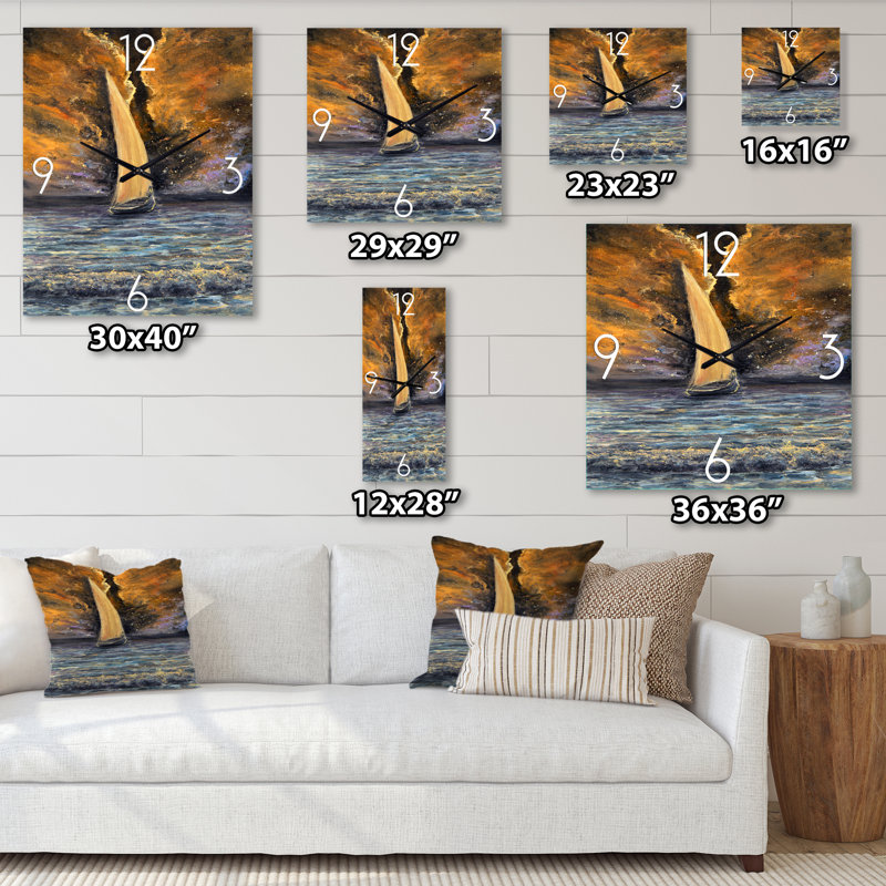 Horloge murale Sailship on the Ocean at Dawn, Grand