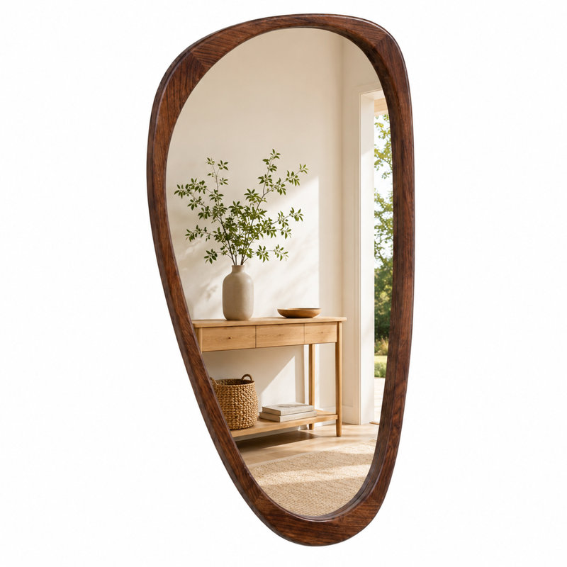 Miroir d'appoint en bois massif, Noyer foncé, 48 po x 24 po