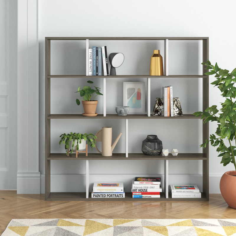 Isaias 145cm H Standard Bookcase, Dark Coffee/White