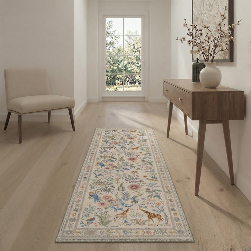 Tapis beige / vert Alcoa Verdure, Tapis de couloir 2 pi x 6 pi