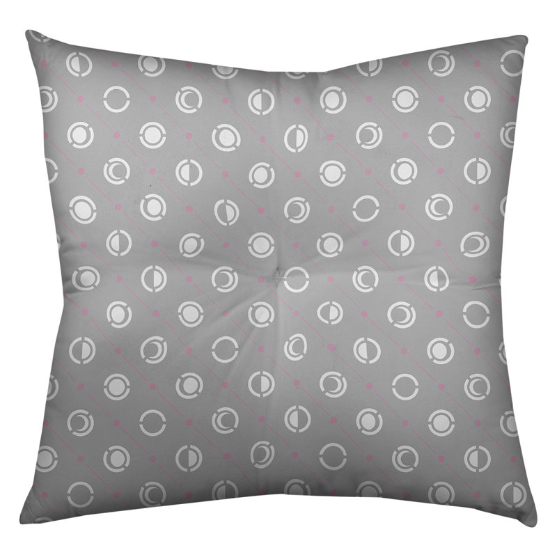 Coussin de sol à phases de lune classiques, 26 po x 26 po, Gris/blanc