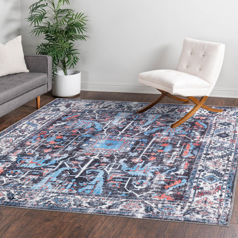 Guynn Chenille Oriental Indoor Rug, Square 7'10"