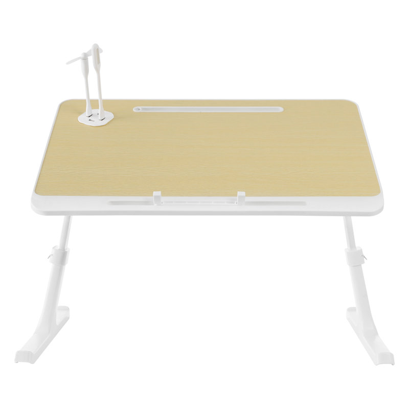 Plateau rectangulaire pliable pour ordinateur portable à hauteur réglable, Chêne / Blanc