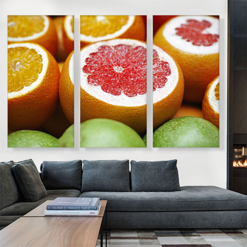 " Oranges Blood Orange Home Decor " 3 - Pieces, 40" H x 60" W x 0.75" D