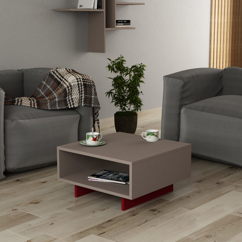 Table basse Anderson-Brown, Moka clair, Rouge