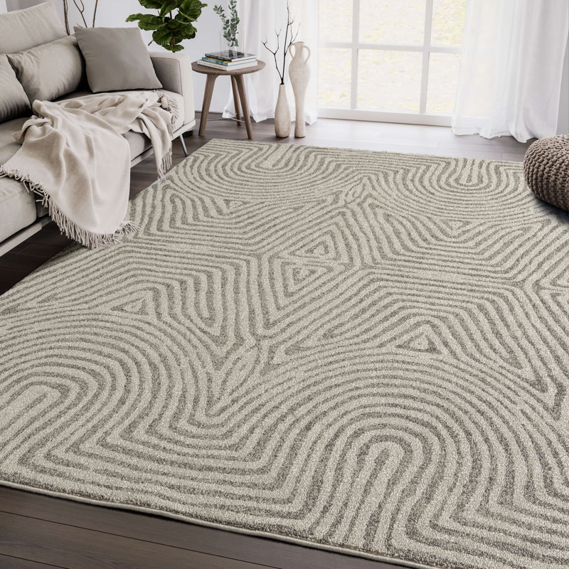 Tapis beige et brun à motif géométrique Eseli, Rectangle 5 pi 3 po x 7 pi 6 po