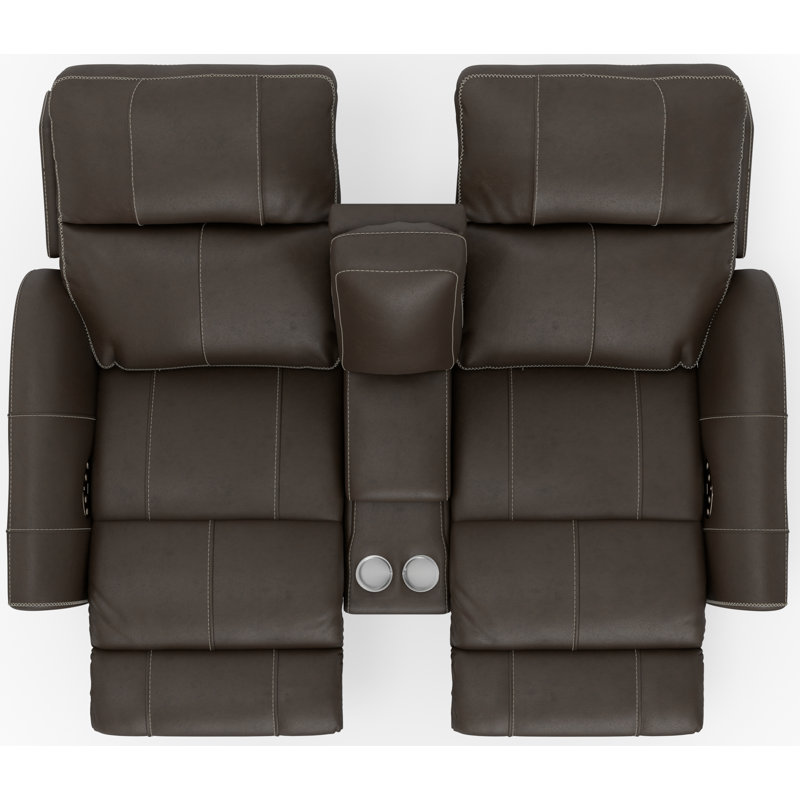 Causeuse inclinable électrique en cuir fleur Seibert, Brun