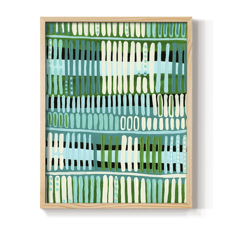 Teal Pattern I Framed Print - Solid Wood, 30" H x 24" W