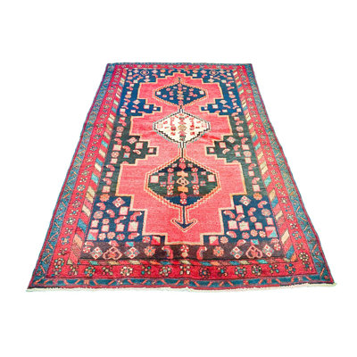4x7 Red and Navy Turkish Tribal Rug