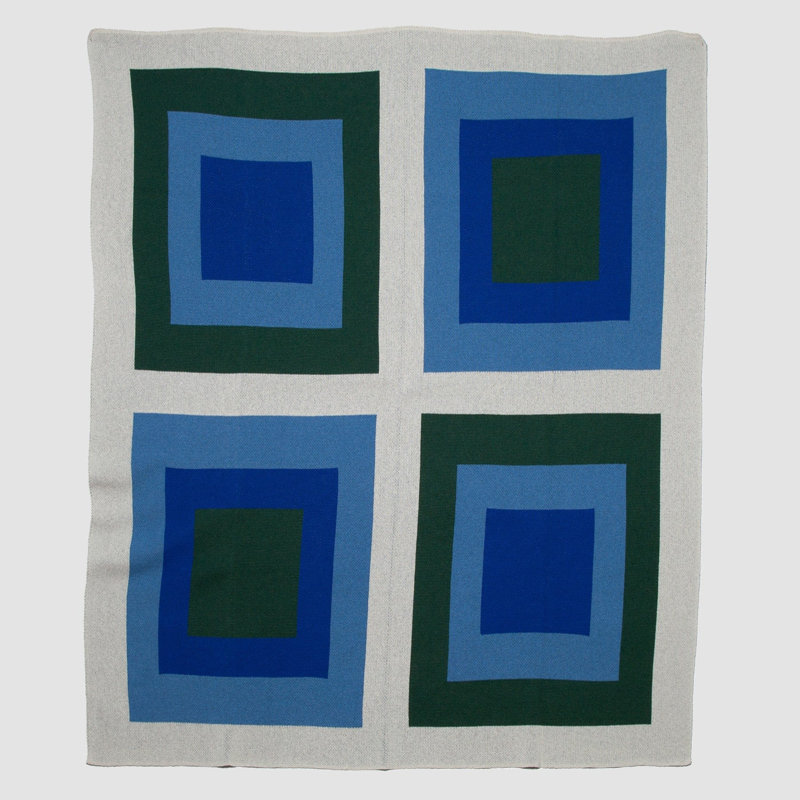 Modern Knitted Throw Blanket, Blue