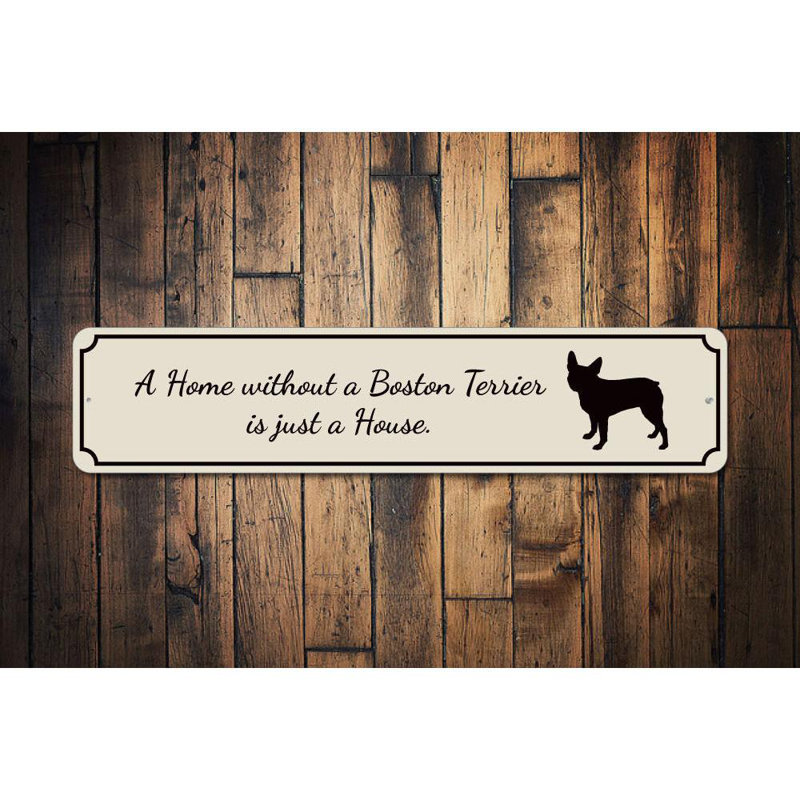 Enseigne en aluminium Boston Terrier House, H 4 po x l 18 po x P 0,04 po