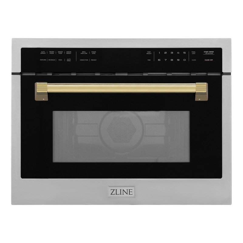 ZLINE Autograph Edition 24 in. 1.6 cu ft. Built-in Convection Microwave Oven in Stainless Steel, Gold