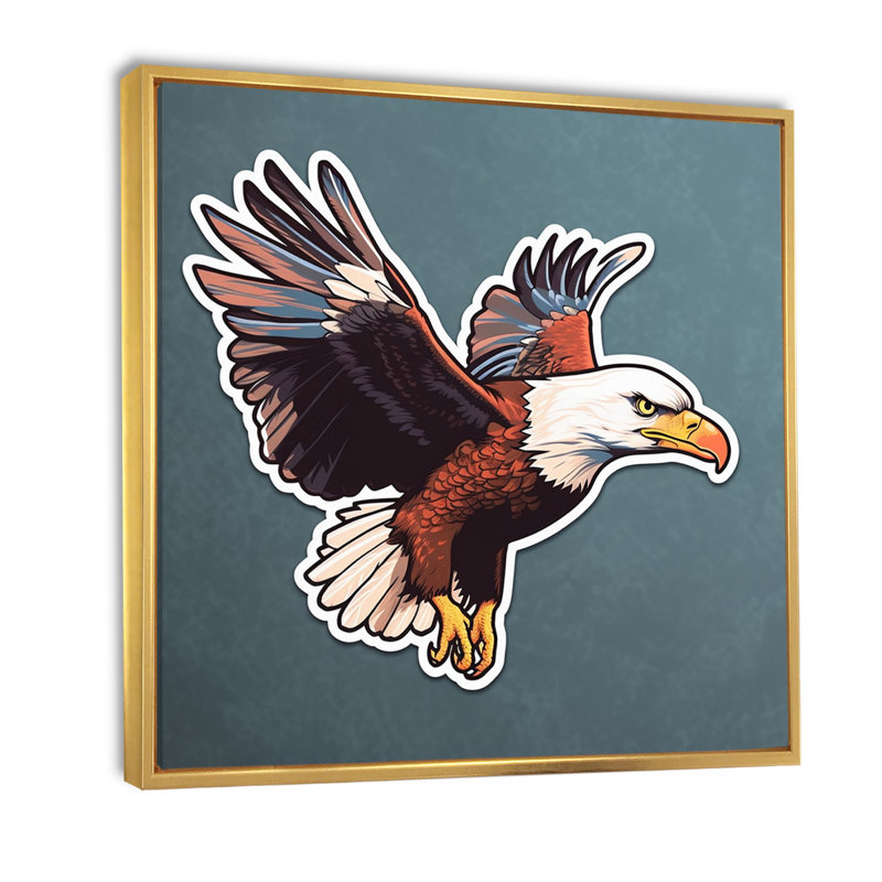 American Bald Eagle I - animaux, art mural sur toile, H 36 po x l 36 po x P 1,5 po, Cadre flottant doré