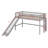 Wooden Twin Size Low Loft Bed With Guardrails, Slide And Ladder-1946369010