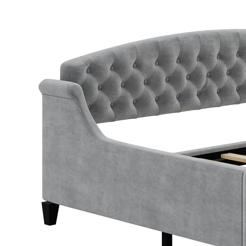 Lit de jour double capitonné de luxe moderne, Gris