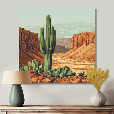 Cactus et le canyon en Arizona II - Cactus, impression murale