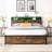 Metal Platform Bed Frame With Wooden Headboard And With Footboard USB,Charging Station,2 Drawers,Storage, LED Lights, No Box Spring Needed-1082913286
