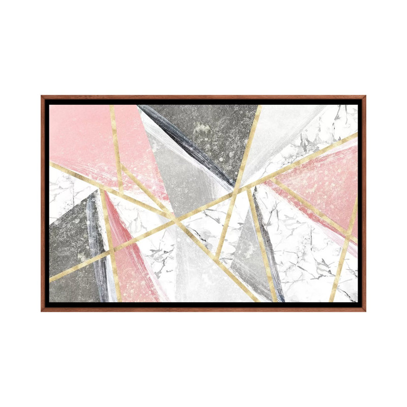 Goldie II par Isabelle Z - impression d'art graphique, H 26 po x l 40 po x 1,5 po, Toile avec cadre en bois brun classique