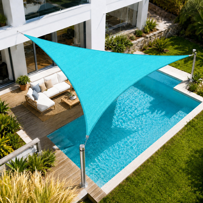 Voile d'ombrage avec quincaillerie Amgo, 10 pi x 14 pi, Turquoise
