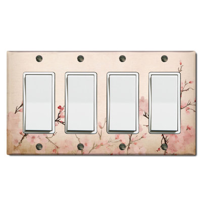 Pink Sakura Flower White 4 - Gang Rocker Standard Wall Plate