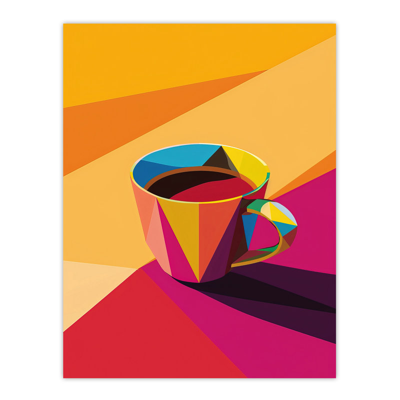 Coffee Tea Cup Geometric Design Wall Art Print