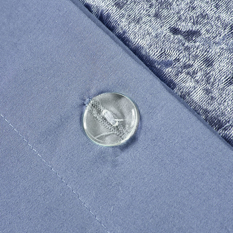 Housse de couette pour lit simple / simple TG en velours bleu pervenche - Fermeture à boutons et revers en microfibre pour une nuit de sommeil confortable