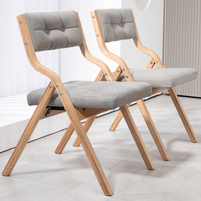 Chaise pliante rembourrée en bois avec coussin, ensemble de 2, siège portable et assemblé pour la cuisine, mariage et fête d'invités, gris
