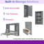 Grand lit escamotable avec 1 garde-robe, 5 tiroirs et 3 tablettes - Lit mural peu encombrant pour petits espaces, gris-1227720387