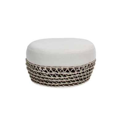 Repose-pieds de patio rembourré tissé rond 25 po Coriddi, beige blé Olromine