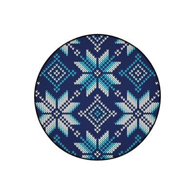 Embroidery-Looking Blue And White Floral Detailed Woven Base Modern Decorative Carpet