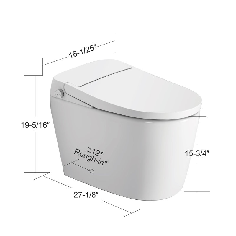 T1A Unikoo Smart Toilet - Basic function white smart toilet, Foot Sensor, Auto Open/Close, Compliant Comfort Height Toilet, Auto Flush System, Heated Seat, Night Light