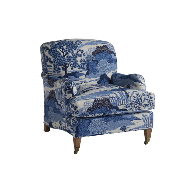 Chaise Sydney avec roulettes en laiton, Bleu