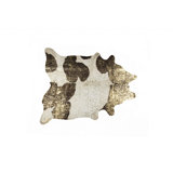 Connon Handmade Cowhide Rectangle 6' x 7' Cowhide Area Rug in Gray/Gold