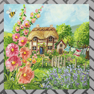 JUDITH YATES Farmhouse Plants & Flowers Wall Decor on Ceramic