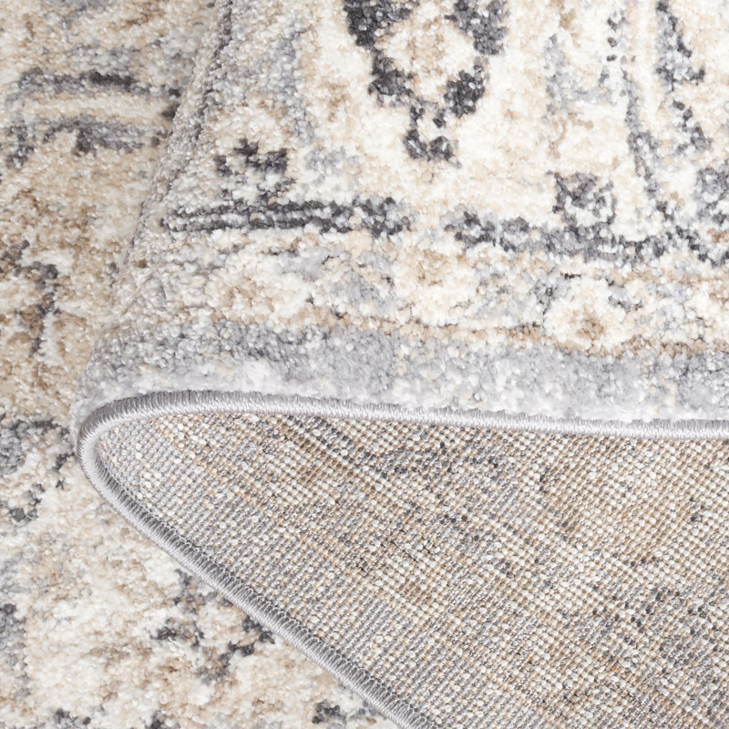 Tapis gris / ivoire Hka, Rectangle 5 pi 3 po x 7 pi 6 po