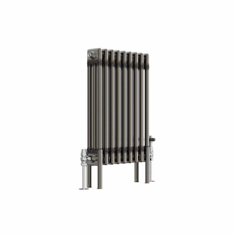 Dube Horizontal Traditional 3 Column Radiator Raw Metal, 60cm H x 425cm W x 10cm D