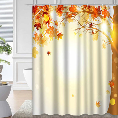 Al Trees Maple Leaves Sunlight Leaf Fall Autumn Shower Curtain with 12 Hooks