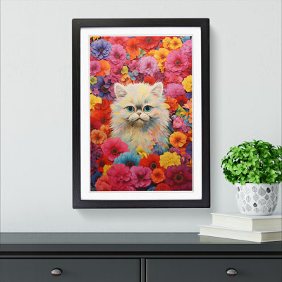 XYZ-FRM-V1223-5089 Persian Cat Colour Field - Single Picture Frame Print on Wood