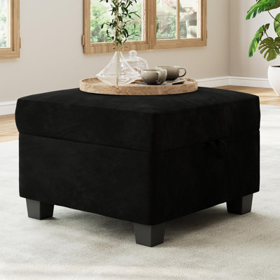 Repose-pieds modulaire cubique avec rangement, repose-pieds modulaire 26 po x 26 po x 17 po avec revêtement en velours de coton et rangement caché, siège supplémentaire polyvalent pour salon, appartement et salon