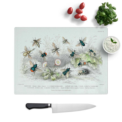 Tempered Glass Assortment of Bees Chopping Board