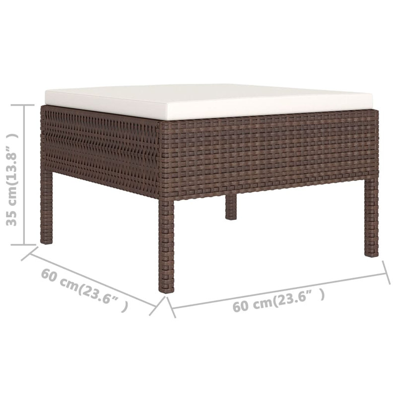 Lawenda Sectional Seating Group with Cushions, White, Espresso/Brown, 9Pcs: Table, 7 Chairs, Ottoman